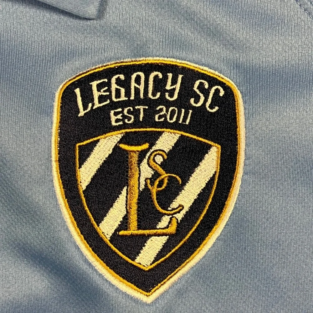 Nike Polo‎ Shirt Mens Medium Light Blue Dri-Fit Legacy SC Soccer Athletic Coach